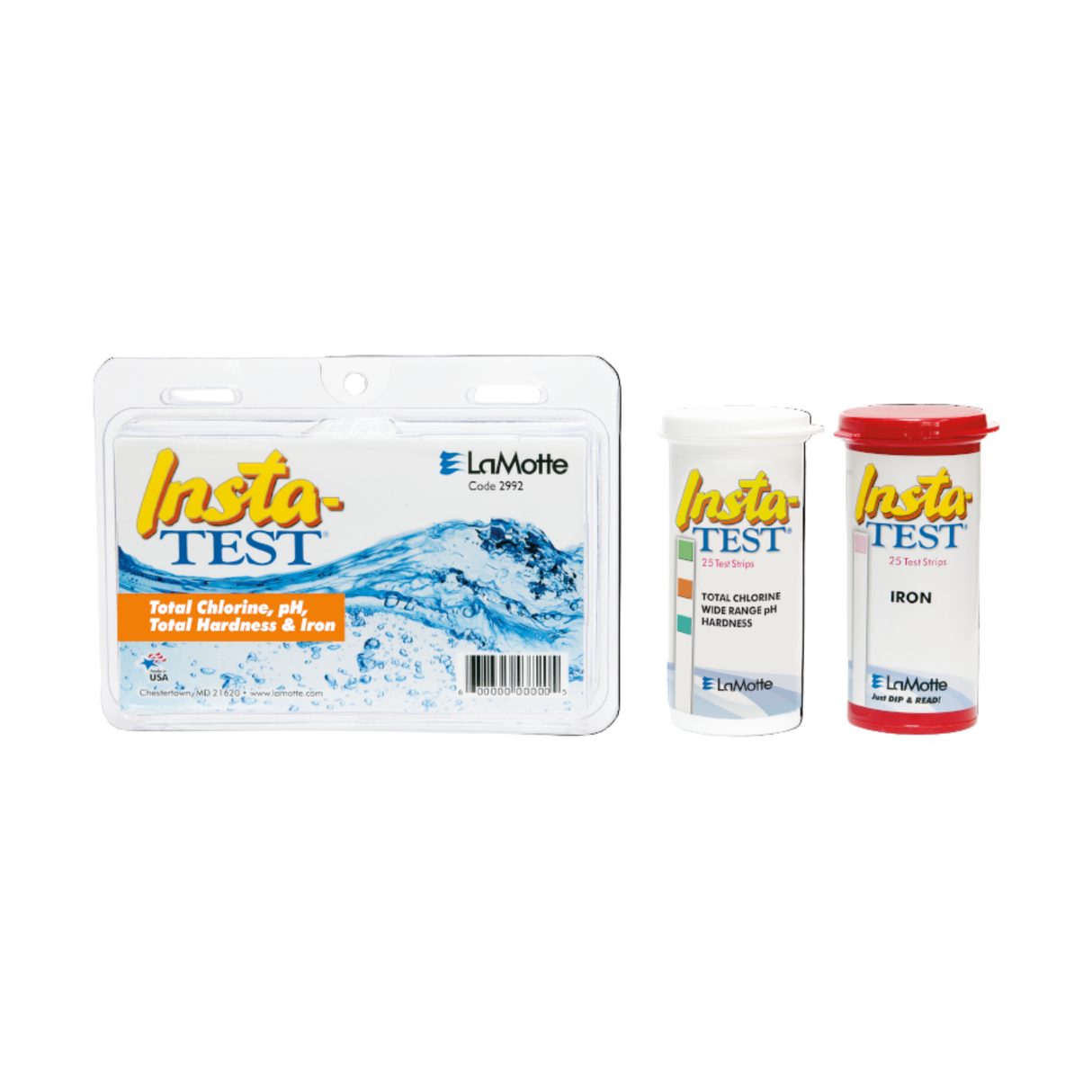 LaMotte 2992 Insta-TEST® Total Chlorine, pH, Total Hardness & Iron Testing Kit