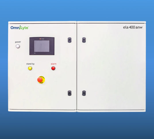 OmniLyte ela 400 anw control panel with buttons and display.