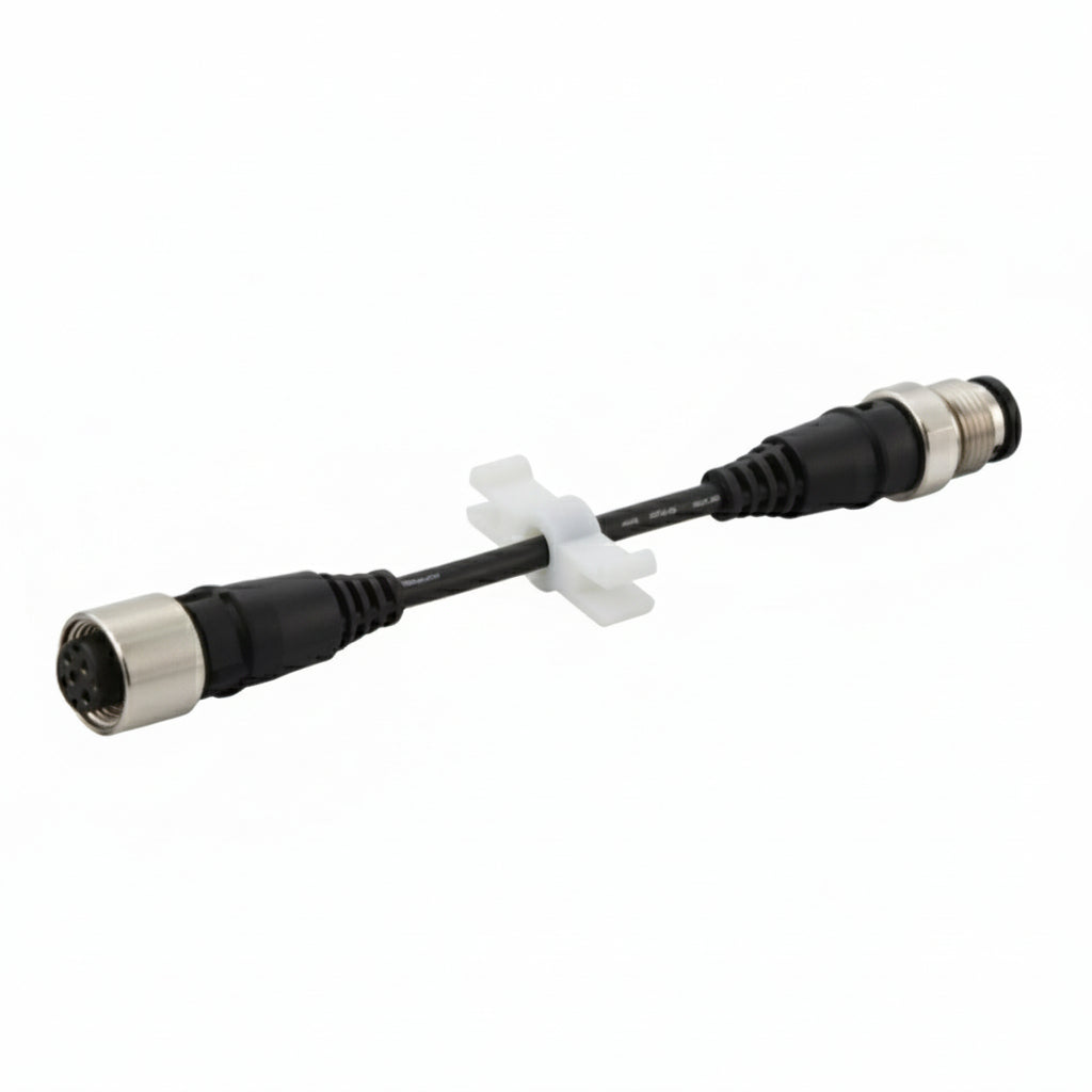 Cable connector with black and silver ends.