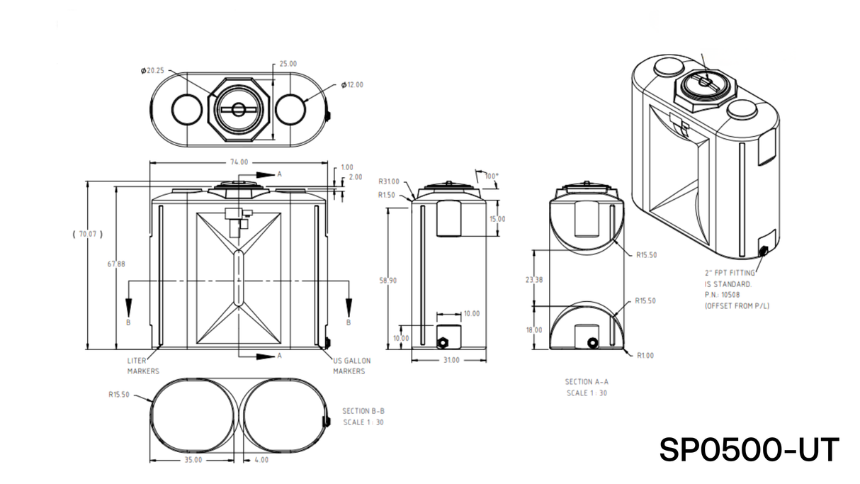 Ace Roto-Mold Narrow Profile Potable Water Tank