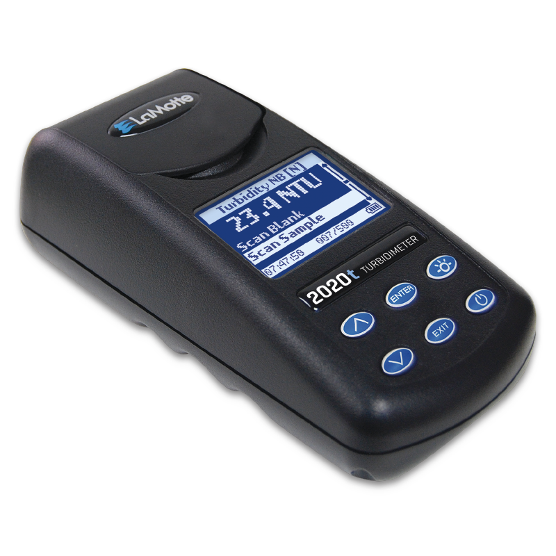 Turbidity meter with a digital display and control buttons.