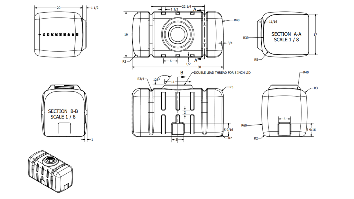 Ace Roto-Mold 42341 Flat Bottom Rectangle Utility Tank