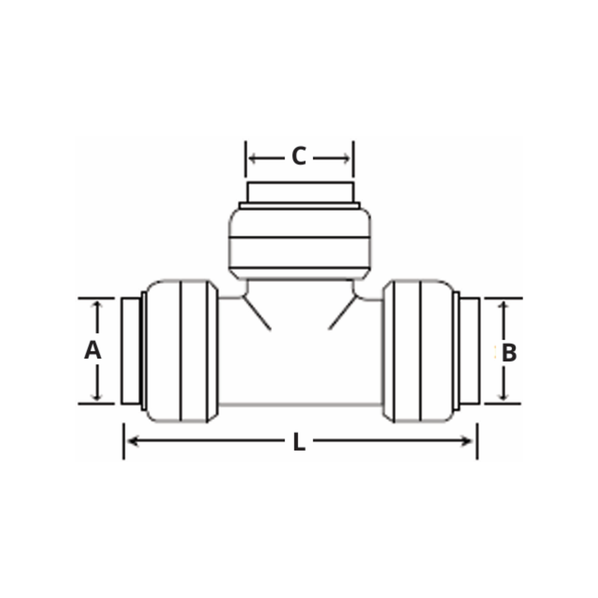 Boshart Industries BPF-T05NL Push Fit Fittings CTS Tee