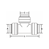 Boshart Industries BPF-T05NL Push Fit Fittings CTS Tee