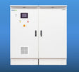 Electrical control cabinet with a digital display and control buttons.