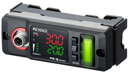 KEYENCE FD-Q series sensor with digital display and output connections.