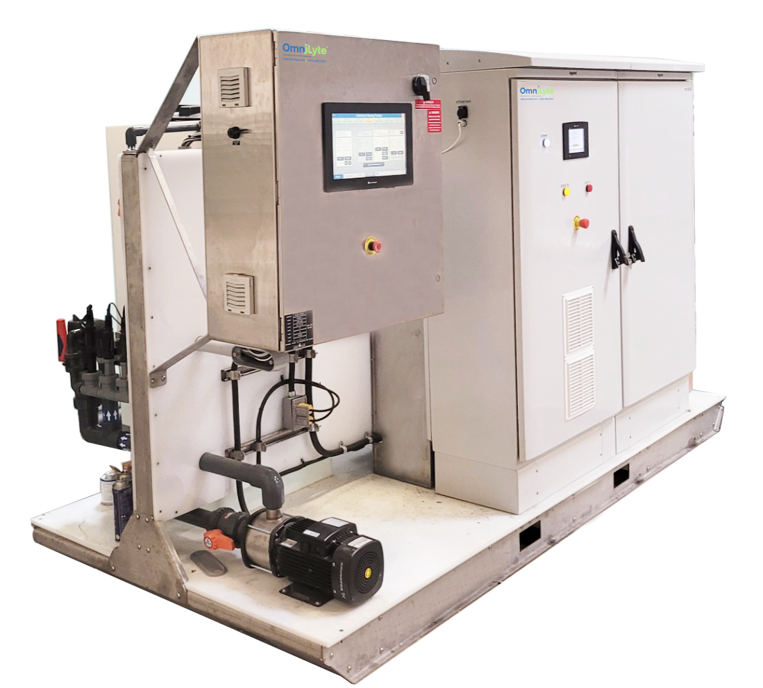 OmniLyte industrial control unit with touchscreen interface and electrical components.