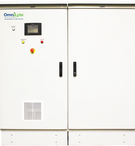 White electrical cabinet with control panel and indicators.