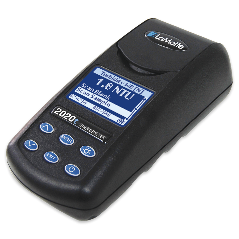 turbidimeter with display showing turbidity readings and buttons