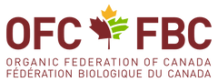Logo of the Organic Federation of Canada with the abbreviation OFC and FBC, featuring a stylized maple leaf.