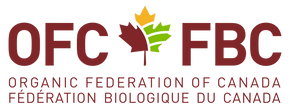 Logo of the Organic Federation of Canada with the abbreviation OFC and FBC, featuring a stylized maple leaf.