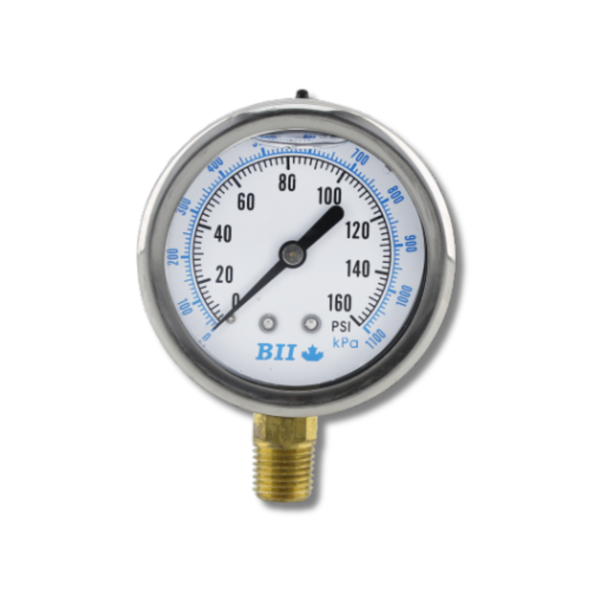 Boshart Industries Lower Mount Pressure Gauges 304 Stainless Steel Brass Liquid