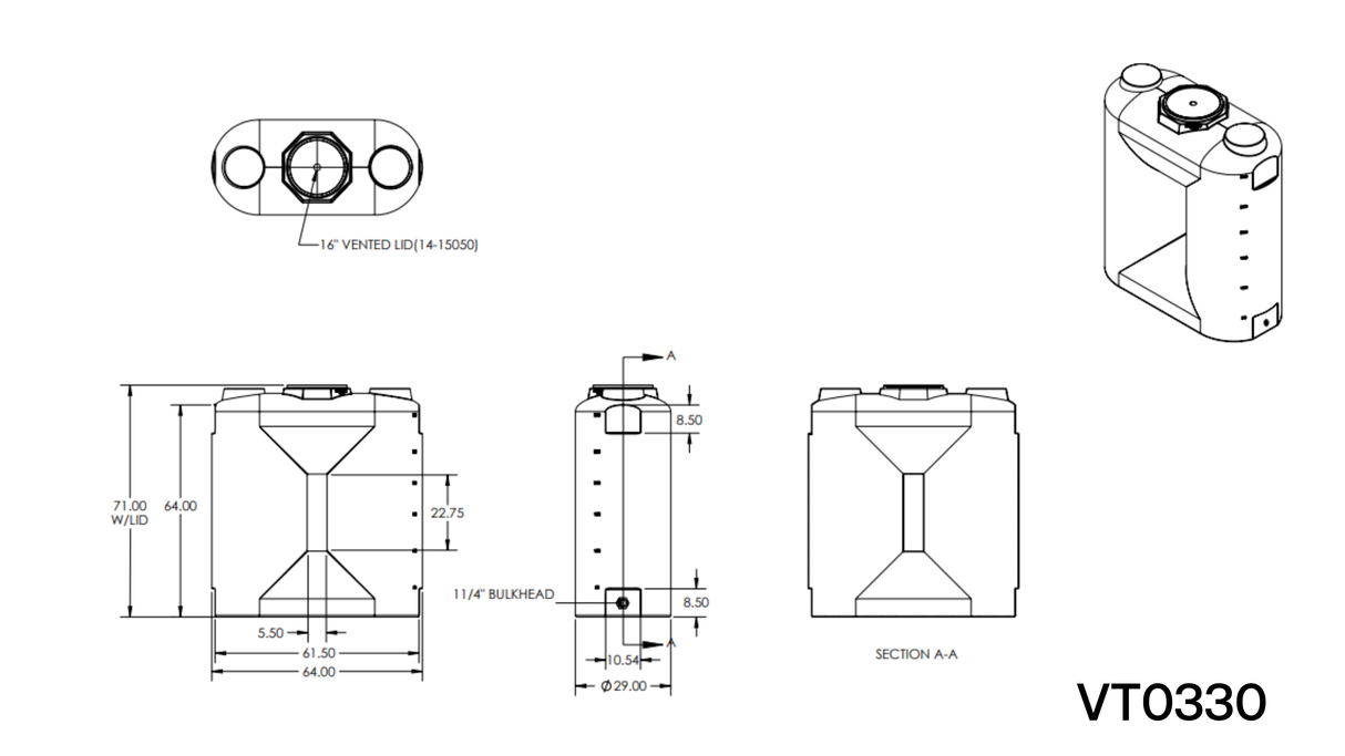 Ace Roto-Mold Narrow Profile Potable Water Tank