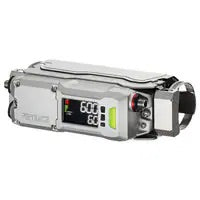 silver electronic device with a digital display and buttons