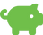 Green piggy bank icon.